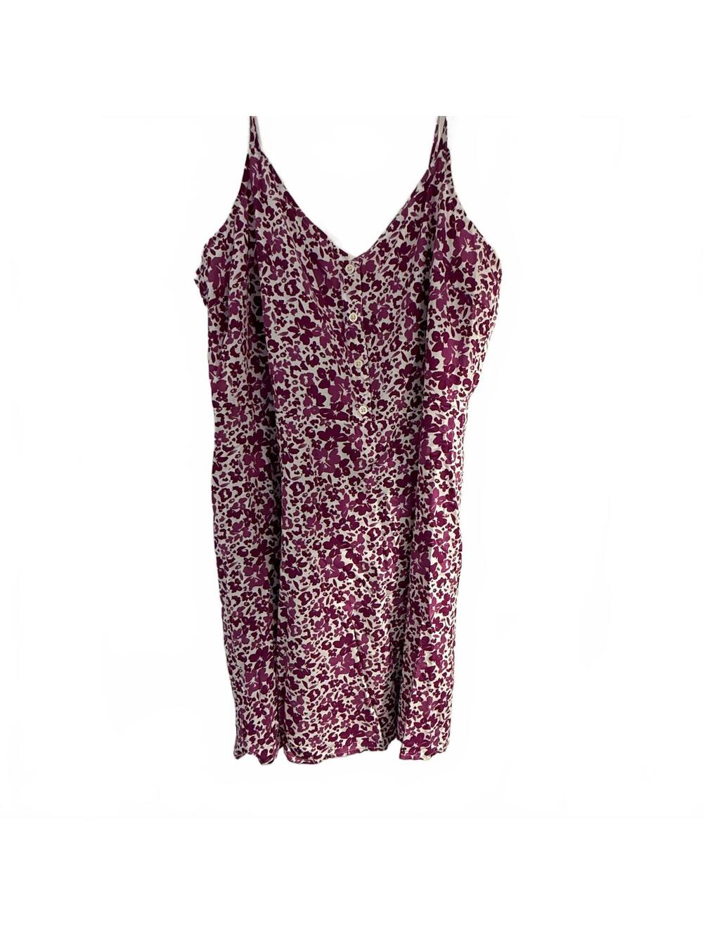GAP Pink/White Flowered VNeck Spaghetti Strap Sleeveless Rayon Sundress SZ L NWT